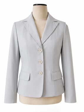 NWT Ann Taylor Petites Light Gray Blazer Jacket 10P Career Cotton Stretch